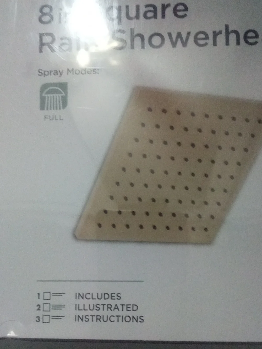 Glacier Bay 8in Square Rain Showerhead in Matte Gold NWT $59.98